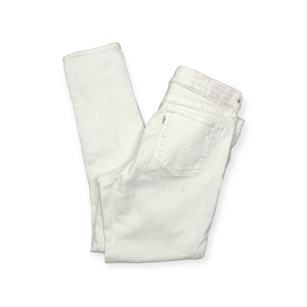Levi's 711 Skinny Jeans distressed ankle cropped white 30